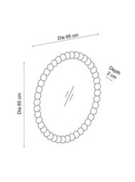 Biznest Decorative Round Bobbin Edges Wall Hanging Overmantle Mirror Spherical White Plastic Beaded Frame Circular Border 65Cm Dia - thumbnail 2