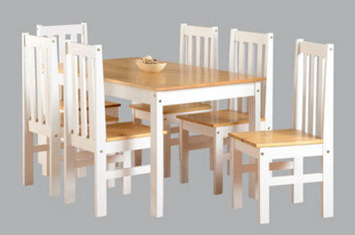 Seconique Ludlow Dining Set With 6 Chairs White With Oak Lacquer - image 1