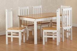 Seconique Ludlow Dining Set With 6 Chairs White With Oak Lacquer - thumbnail 3