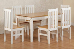 Seconique Ludlow Dining Set With 6 Chairs White With Oak Lacquer - thumbnail 4