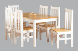 Seconique Ludlow Dining Set With 6 Chairs White With Oak Lacquer - thumbnail 1