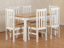 Seconique Ludlow Dining Set With 6 Chairs White With Oak Lacquer - thumbnail 2