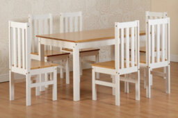 Seconique Ludlow Dining Set With 6 Chairs White With Oak Lacquer - thumbnail 6