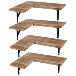 4 Pcs Wall Mounted Storage Wooden Display Shelf Home Corner Floating Shelves - thumbnail 4