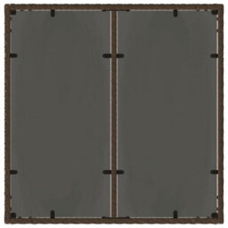 Berkfield Garden Table With Glass Top Brown 90X90X75 Cm Poly Rattan - thumbnail 7