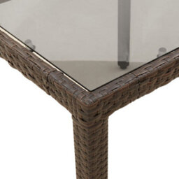 Berkfield Garden Table With Glass Top Brown 90X90X75 Cm Poly Rattan - thumbnail 8