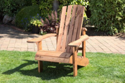 Charles Taylor Trading Charles Taylor Wooden Adirondack 2 X Chair Seat Table & Grey Parasol & Cushions - thumbnail 2