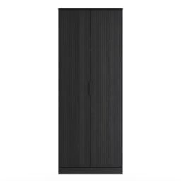 Ancona Ready Assembled Modern Matt Black Ash Tall Double Wardrobe (H)1956mm (W)766mm (D)530mm - thumbnail 2