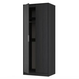 Ancona Ready Assembled Modern Matt Black Ash Tall Double Wardrobe (H)1956mm (W)766mm (D)530mm - thumbnail 3