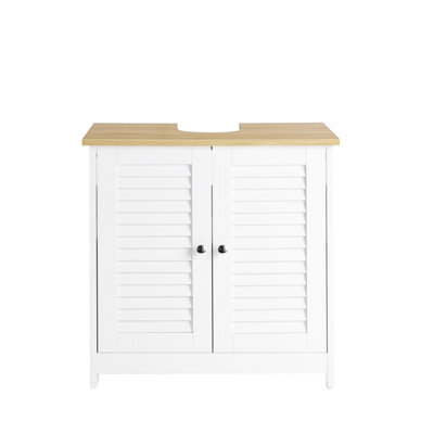 Sobuy Frg237-Nw, Under Sink Cabinet Vanity Unit Bathroom Cabinet With 2 Shutter Doors,wood Effect,w60Xd35Xh58 - image 1