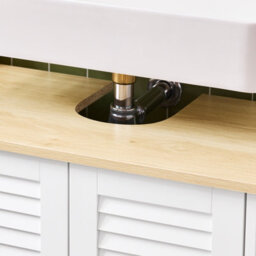Sobuy Frg237-Nw, Under Sink Cabinet Vanity Unit Bathroom Cabinet With 2 Shutter Doors,wood Effect,w60Xd35Xh58 - thumbnail 9