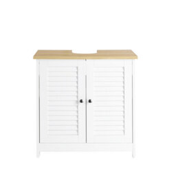 Sobuy Frg237-Nw, Under Sink Cabinet Vanity Unit Bathroom Cabinet With 2 Shutter Doors,wood Effect,w60Xd35Xh58 - thumbnail 1