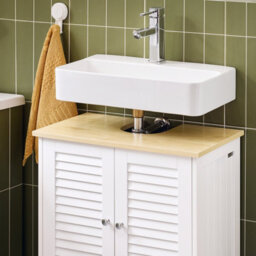 Sobuy Frg237-Nw, Under Sink Cabinet Vanity Unit Bathroom Cabinet With 2 Shutter Doors,wood Effect,w60Xd35Xh58 - thumbnail 4