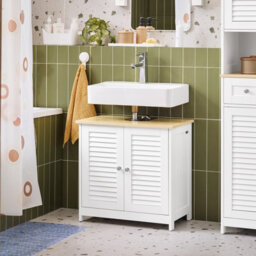 Sobuy Frg237-Nw, Under Sink Cabinet Vanity Unit Bathroom Cabinet With 2 Shutter Doors,wood Effect,w60Xd35Xh58 - thumbnail 2