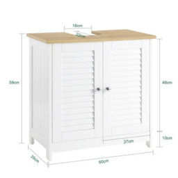 Sobuy Frg237-Nw, Under Sink Cabinet Vanity Unit Bathroom Cabinet With 2 Shutter Doors,wood Effect,w60Xd35Xh58 - thumbnail 3