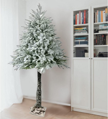 UETIAN Half Parasol Snowy Artificial Christmas Trees, Green & Snowy, 6Ft, 302 Tips, Xmas Decoration - image 1