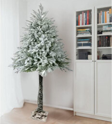UETIAN Half Parasol Snowy Artificial Christmas Trees, Green & Snowy, 6Ft, 302 Tips, Xmas Decoration - thumbnail 1