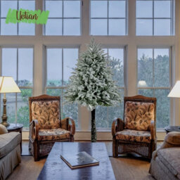 UETIAN Half Parasol Snowy Artificial Christmas Trees, Green & Snowy, 6Ft, 302 Tips, Xmas Decoration - thumbnail 3