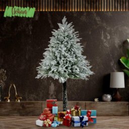 UETIAN Half Parasol Snowy Artificial Christmas Trees, Green & Snowy, 6Ft, 302 Tips, Xmas Decoration - thumbnail 2