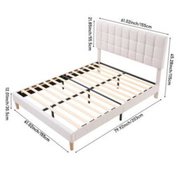 5Ft Double Metal Bed Frame Platform Bedstead Upholstered Adjustable Headboard - thumbnail 2