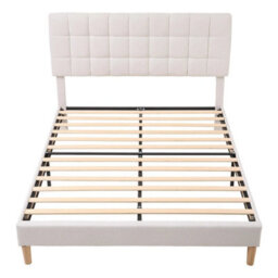 5Ft Double Metal Bed Frame Platform Bedstead Upholstered Adjustable Headboard - thumbnail 4