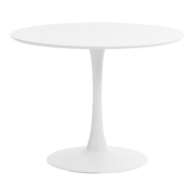 MOF White Round Pedestal Dining Table For Modern Kitchen Living Room Table New 80Cm - image 1