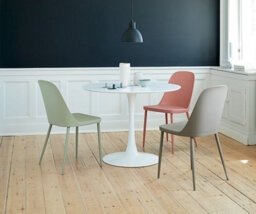 MOF White Round Pedestal Dining Table For Modern Kitchen Living Room Table New 80Cm - thumbnail 4