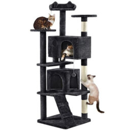 Black Large Cat Tree 178Cm Cat Tower Cat Condo W/scratching Posts And Platform Perches - thumbnail 5