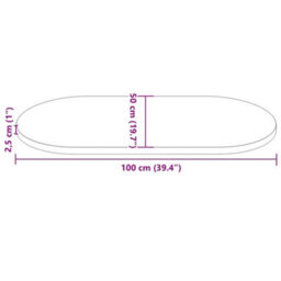 Walplus Table Top 100X50X2.5 Cm Solid Wood Pine Oval - thumbnail 8