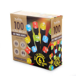 100 Ultra Bright Led Indoor & Outdoor Fairy Timer Lights Black Wire - Multi-Coloured - thumbnail 2
