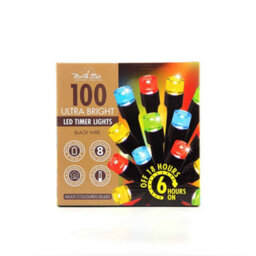 100 Ultra Bright Led Indoor & Outdoor Fairy Timer Lights Black Wire - Multi-Coloured - thumbnail 1