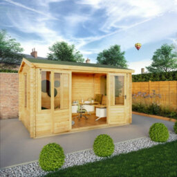 Mercia 4 X 3 M Reverse Apex Log Cabin - 19 mm - Timber - L313.3 X W402.8 X H259.5 Cm - Brown - thumbnail 4