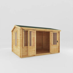 Mercia 4 X 3 M Reverse Apex Log Cabin - 19 mm - Timber - L313.3 X W402.8 X H259.5 Cm - Brown - thumbnail 2