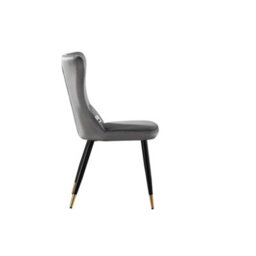Life Interiors Set Of 2 Grey New York Modern Velvet Dining Chairs With High Back, Black Metal Legs, And Gold  Tips - thumbnail 3