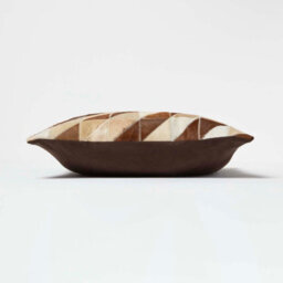Homescapes Diamond Check Cream & Brown Leather Cushion 45 X 45 Cm - thumbnail 4