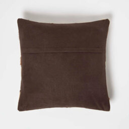 Homescapes Diamond Check Cream & Brown Leather Cushion 45 X 45 Cm - thumbnail 3