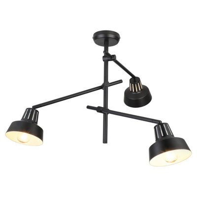 GoodHome Yarra Modern Matt Metal Black 3 Lamp Led Ceiling Light - image 1