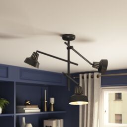 GoodHome Yarra Modern Matt Metal Black 3 Lamp Led Ceiling Light - thumbnail 2