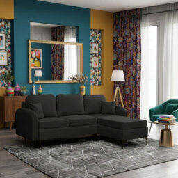 Venice L Corner Sofa Bed With Bonnell Spring Metal Legs Wooden Frame Dl Mechanism Storage 225X172X78X96 Cm Black Right - thumbnail 2