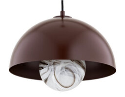 Luminosa Lighting Luminosa Piava Dome Pendant Ceiling Light White-Brown (Marble Colour), Chocolate Brown - thumbnail 3