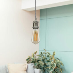 Vintage E27 Pendant Light Fitting  Satin Nickel Hanging Ceiling Lamp Kit With Twisted Fabric 2M Cable Pack Of 3 - thumbnail 3