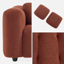 Sweeek - 3-Seater Sofa Upholstered In Textured Boucle Fabric Leon Terracotta 229X99X71 Cm - thumbnail 6