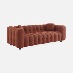 Sweeek - 3-Seater Sofa Upholstered In Textured Boucle Fabric Leon Terracotta 229X99X71 Cm - thumbnail 3