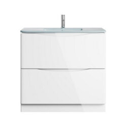 Plum&clay Eden Gloss White Floorstanding Vanity Unit With White Glass Basin (W)900mm - thumbnail 2