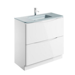 Plum&clay Eden Gloss White Floorstanding Vanity Unit With White Glass Basin (W)900mm - thumbnail 4