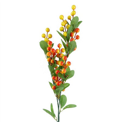 Leaf 70Cm Artificial Orange Berry Spray - image 1