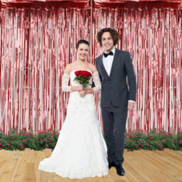 Neel Blue Christmas Tinsel Foil Fringe Curtain Backdrop Background, 1 X 2.5M, Red - thumbnail 3