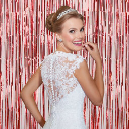 Neel Blue Christmas Tinsel Foil Fringe Curtain Backdrop Background, 1 X 2.5M, Red - thumbnail 4