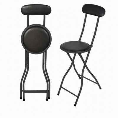 Black Padded Folding High Back Kitchen Bar Stool - image 1