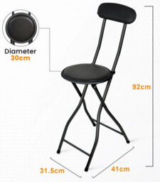 Black Padded Folding High Back Kitchen Bar Stool - thumbnail 4